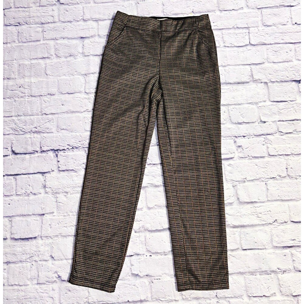 Max Studio Women's Black/White Houndstooth Wool Tweed Straight Leg Pants, M